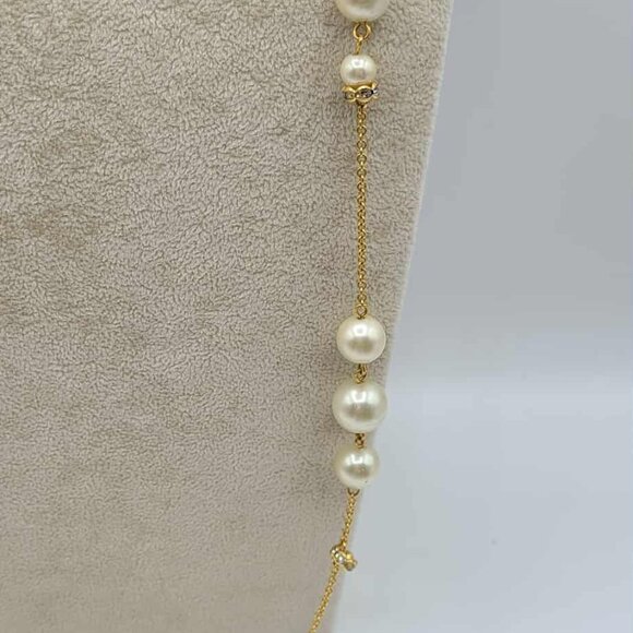 J Crew Faux Pearl Crystal Station Necklace NWOT! - Picture 7 of 8